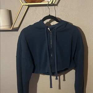 Alo Navy Blue Cropped Hoodie